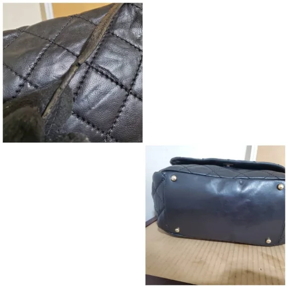 Authentic CHANEL Calfskin Quilted Retro Chain Accordion Flap Black - Picture 4 of 12